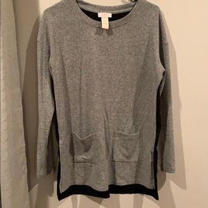 Loft long sleeve gray and black long top